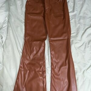 Brown Faux Leather Pants